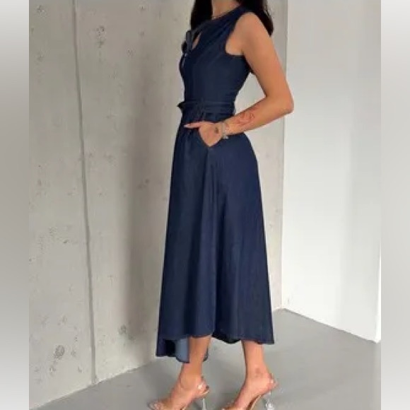 Zara Asymmetric denim midi dress LAST ONE - Picture 12 of 13